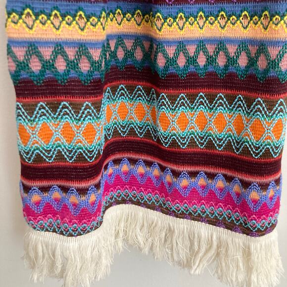 Emery Rose Womens S Rainbow Boho Chevron Print Fringe Halter Dress Festival - Picture 6 of 8